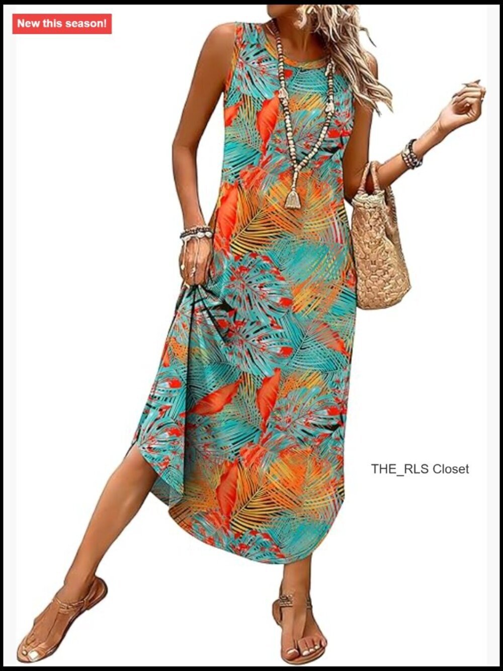 Polyester Spandex Maxi Sundress Casual Sleeveless Beach Vacation Dress